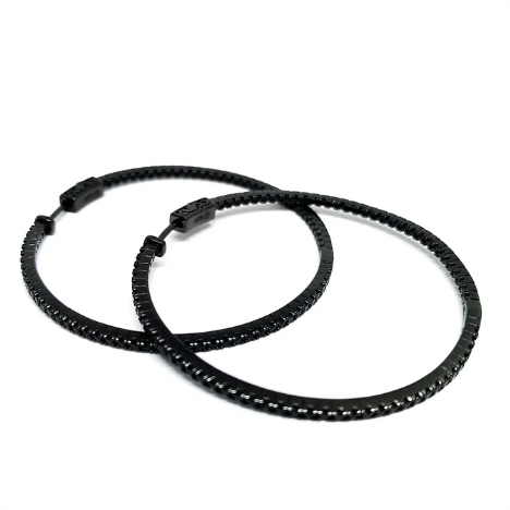 Black Onyx Crystal Hoops