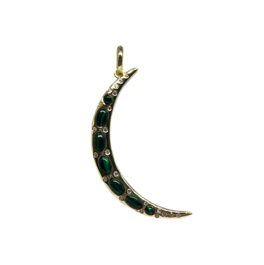 Malachite Crescent Charm